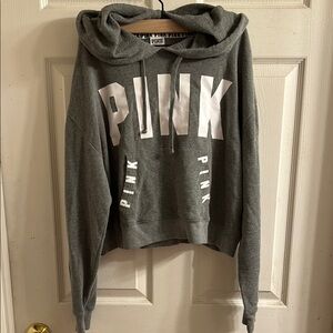 Victoria's Secret Gray Cropped Oversized Hoodie